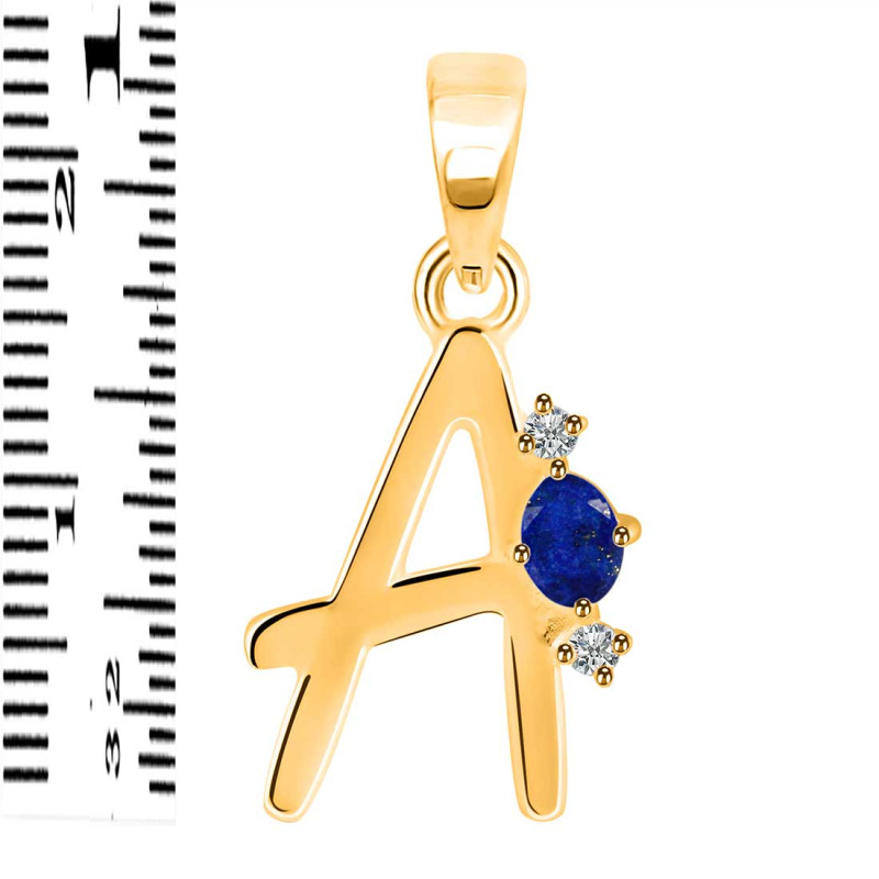 Lapis & White Topaz Alphabet A Pendant LLP-RDA-1.
