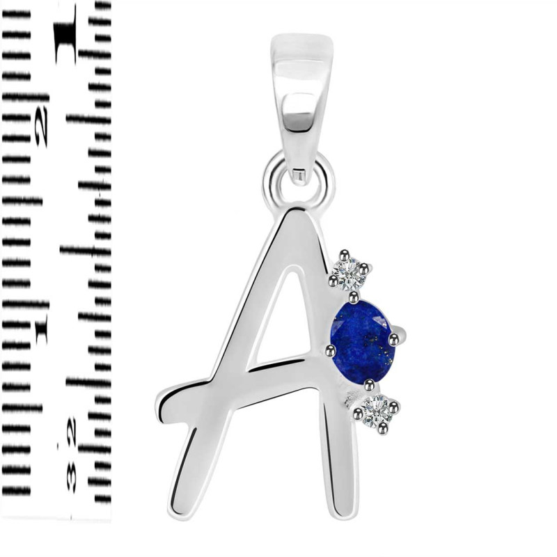 Lapis & White Topaz Alphabet A Pendant LLP-RDA-1.