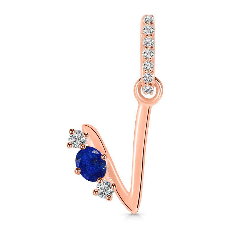 Lapis & White Topaz Alphabet V Pendant LLP-RDA-100.