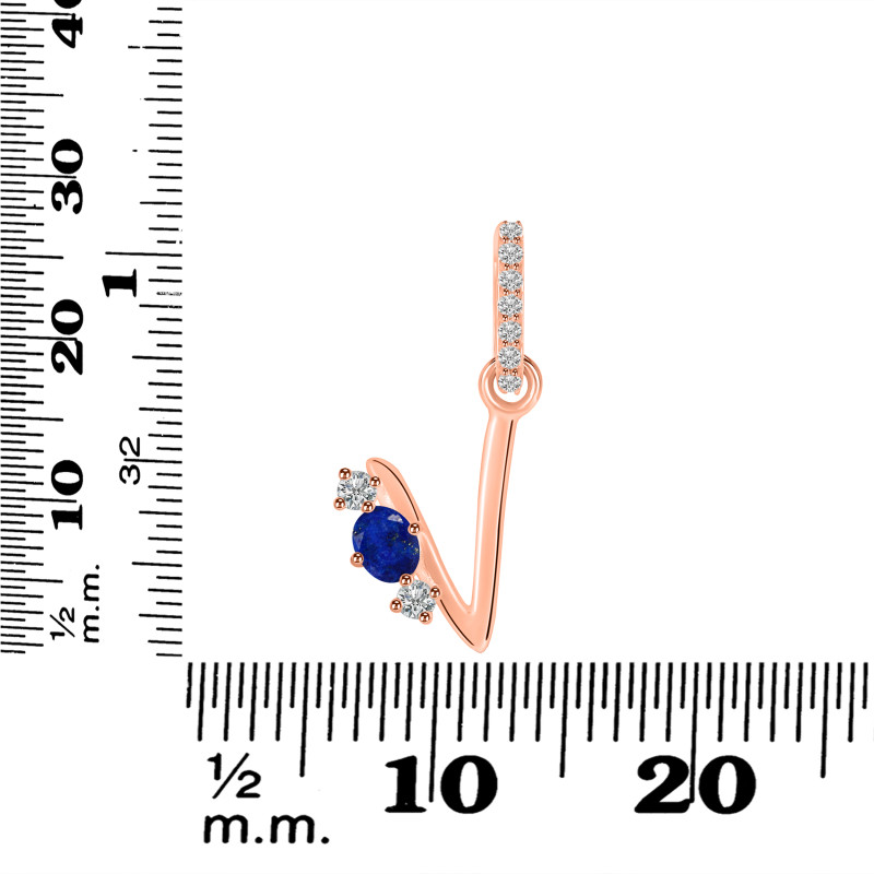 Lapis & White Topaz Alphabet V Pendant LLP-RDA-100.