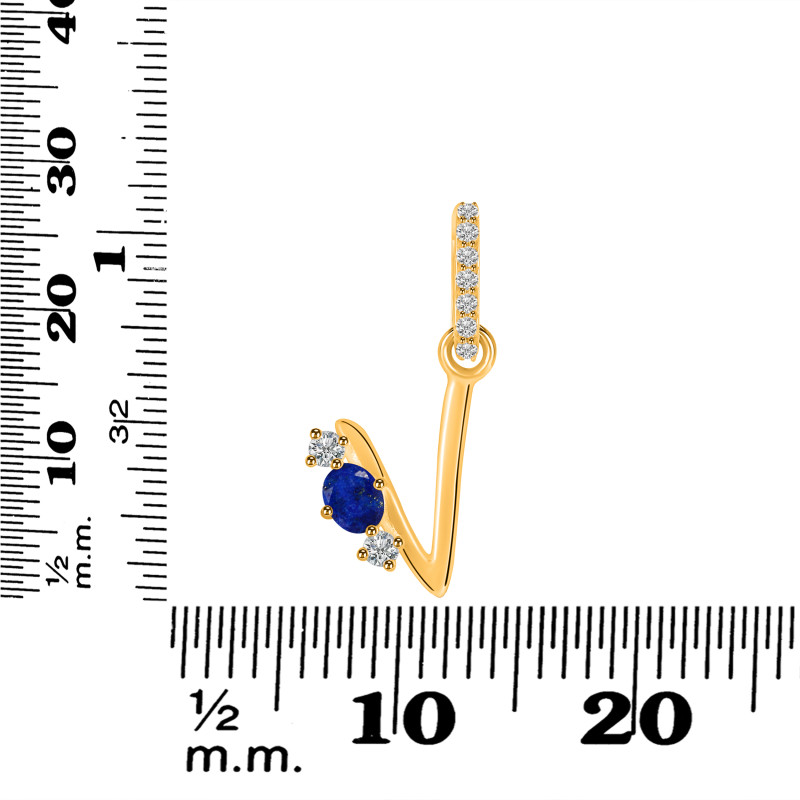 Lapis & White Topaz Alphabet V Pendant LLP-RDA-100.