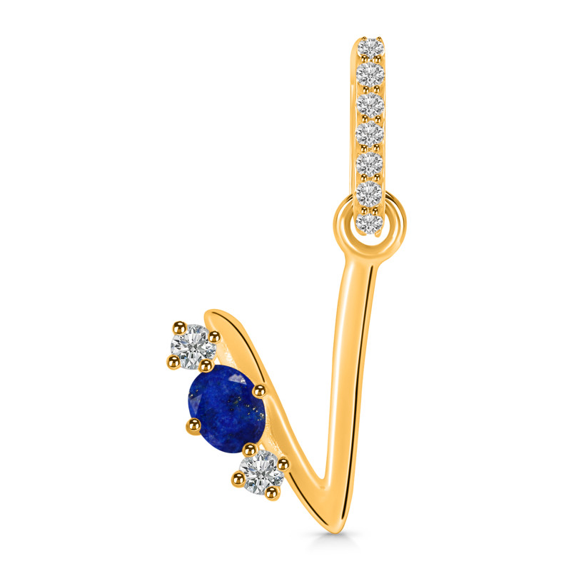 Lapis & White Topaz Alphabet V Pendant LLP-RDA-100.