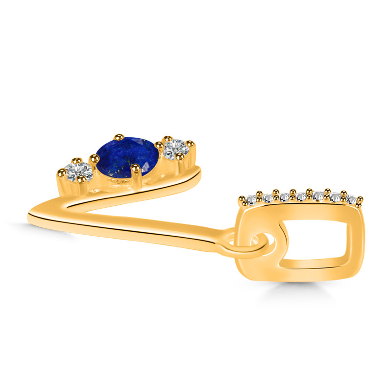 Lapis & White Topaz Alphabet V Pendant LLP-RDA-100.