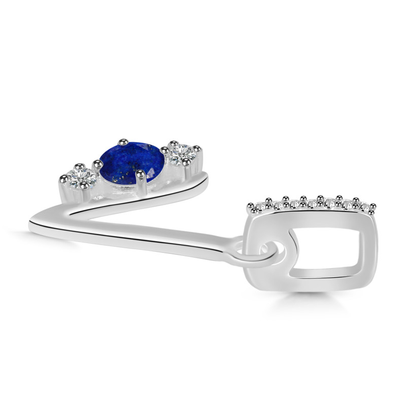 Lapis & White Topaz Alphabet V Pendant
