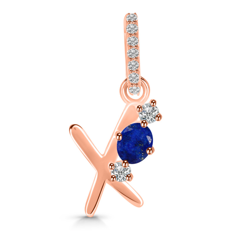 Lapis & White Topaz Alphabet X Pendant LLP-RDA-102.