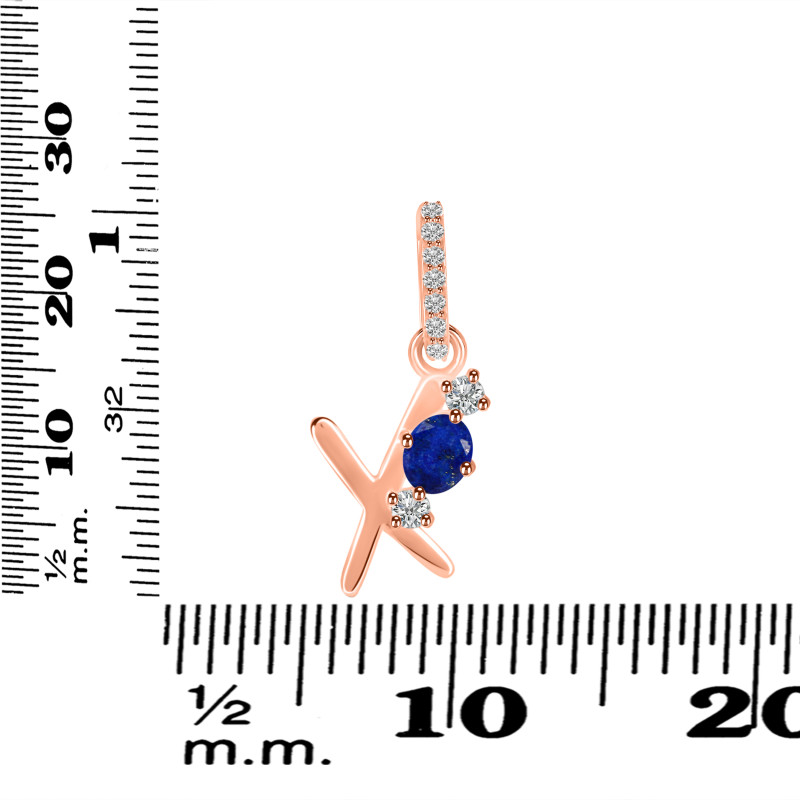 Lapis & White Topaz Alphabet X Pendant LLP-RDA-102.