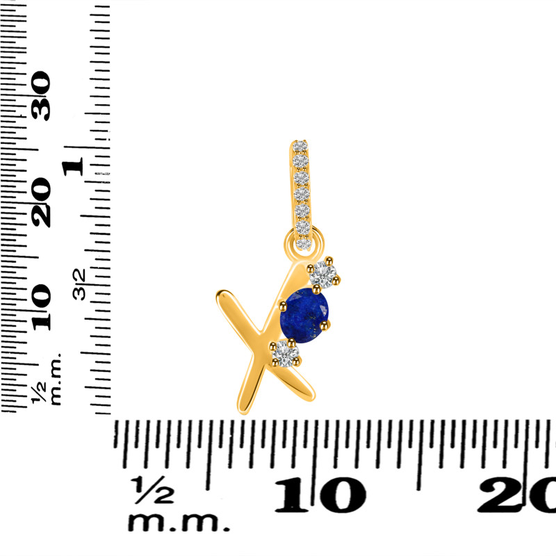Lapis & White Topaz Alphabet X Pendant LLP-RDA-102.