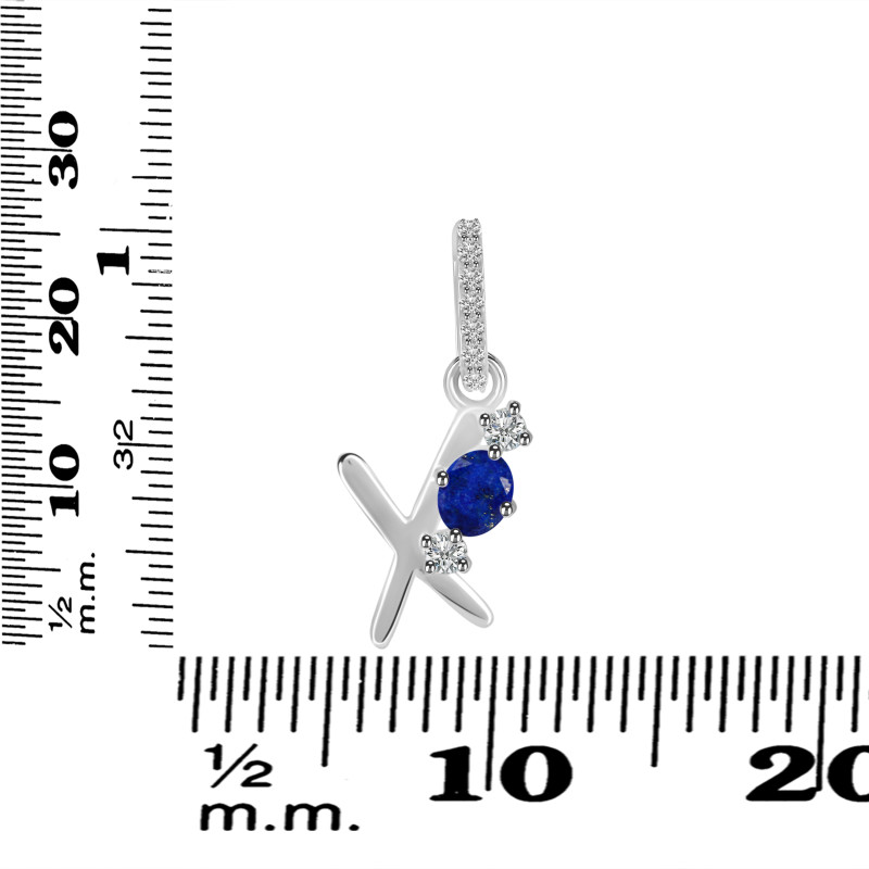 Lapis & White Topaz Alphabet X Pendant LLP-RDA-102.