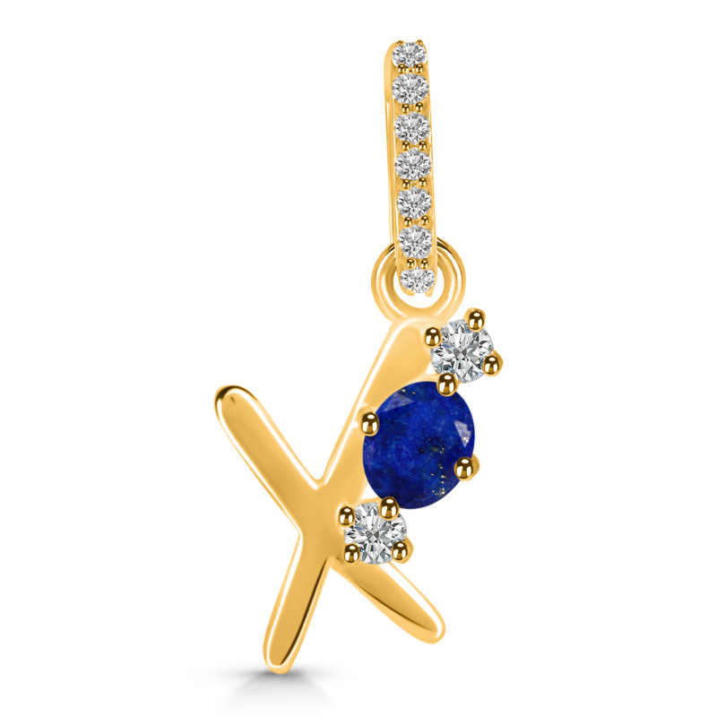 Lapis & White Topaz Alphabet X Pendant LLP-RDA-102.