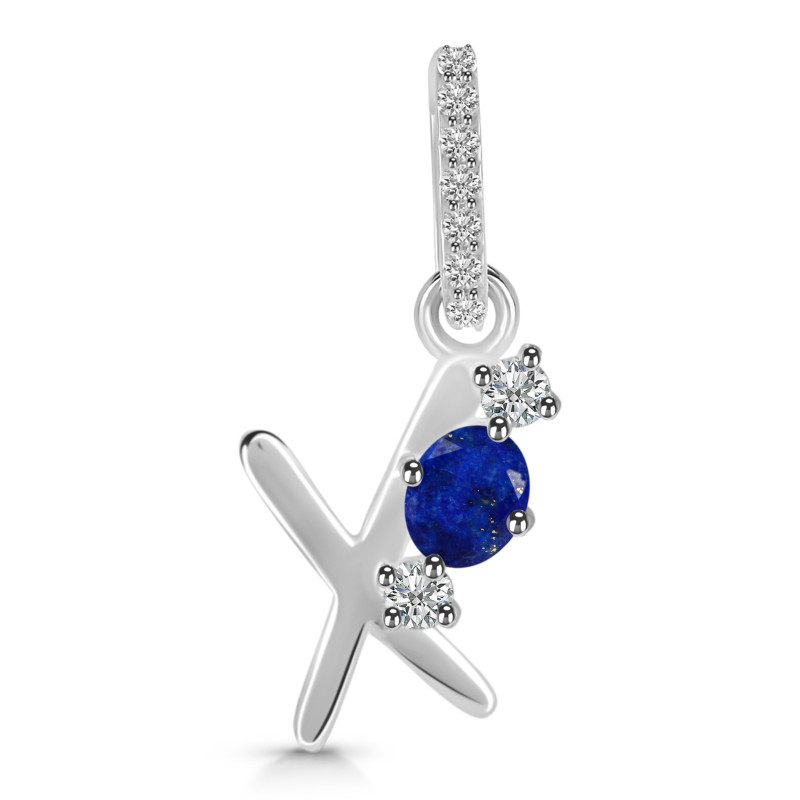 Lapis & White Topaz Alphabet X Pendant LLP-RDA-102.