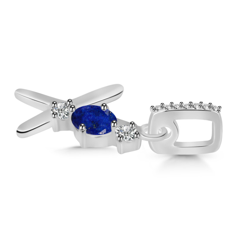 Lapis & White Topaz Alphabet X Pendant