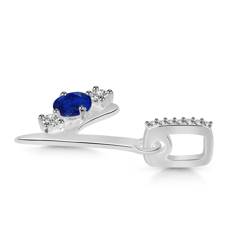 Lapis & White Topaz Alphabet Y Pendant