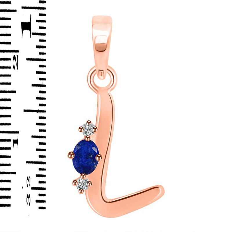 Lapis & White Topaz Alphabet L Pendant LLP-RDA-12.