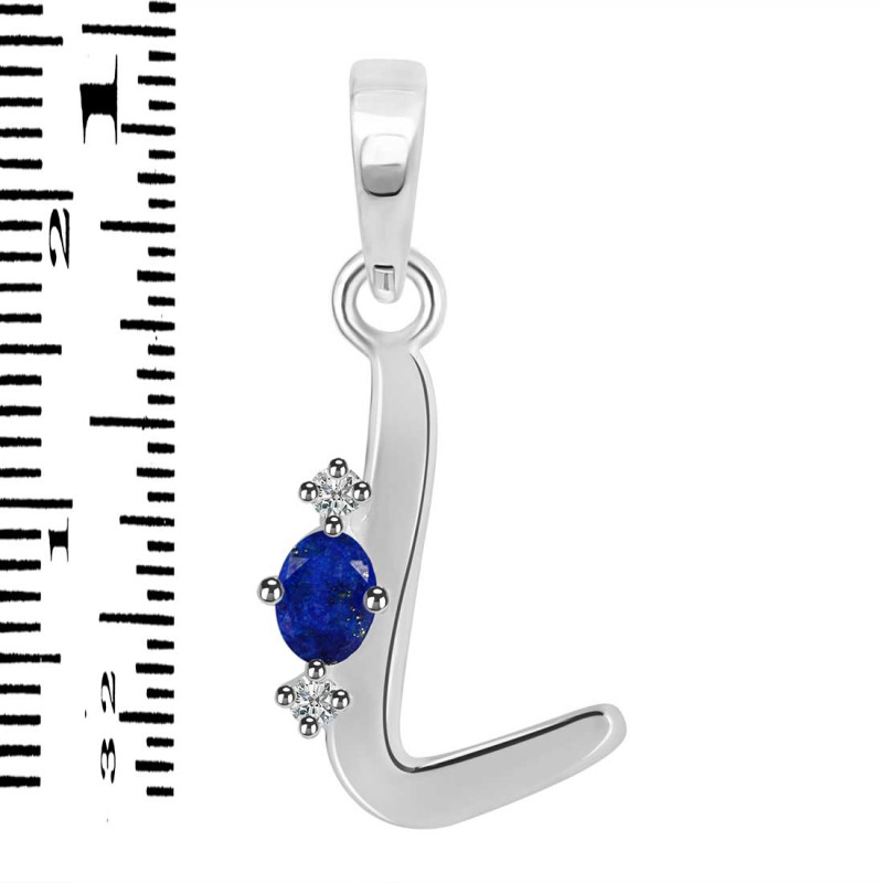Lapis & White Topaz Alphabet L Pendant LLP-RDA-12.