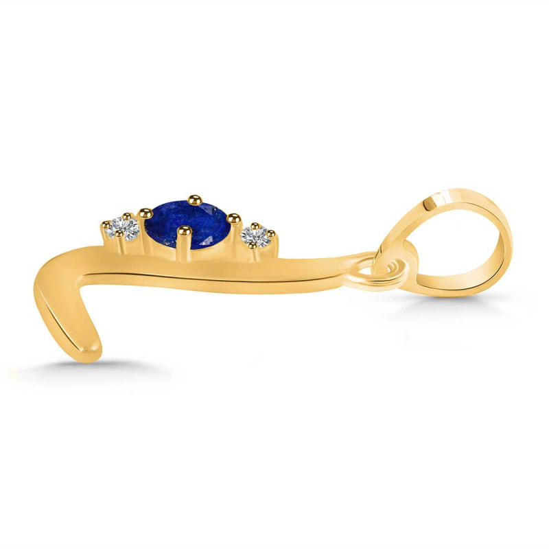 Lapis & White Topaz Alphabet L Pendant LLP-RDA-12.