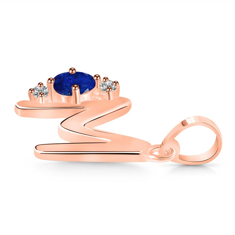 Lapis & White Topaz Alphabet M Pendant LLP-RDA-13.