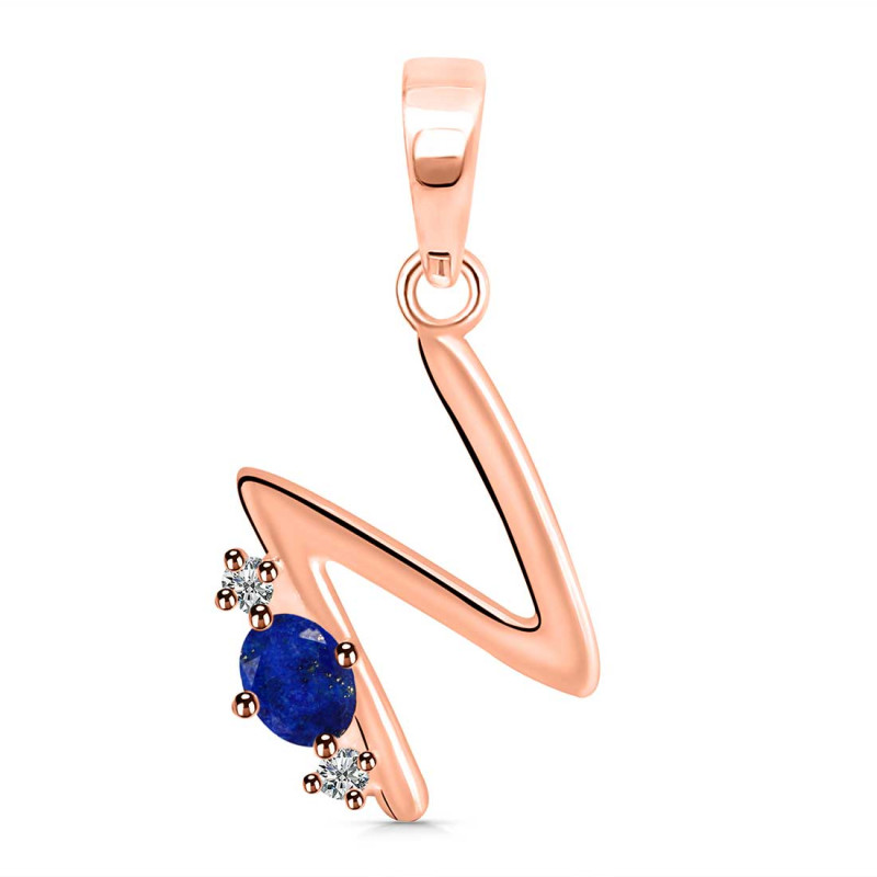 Lapis & White Topaz Alphabet N Pendant LLP-RDA-14.