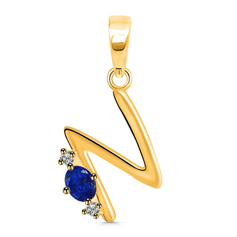 Lapis & White Topaz Alphabet N Pendant LLP-RDA-14.