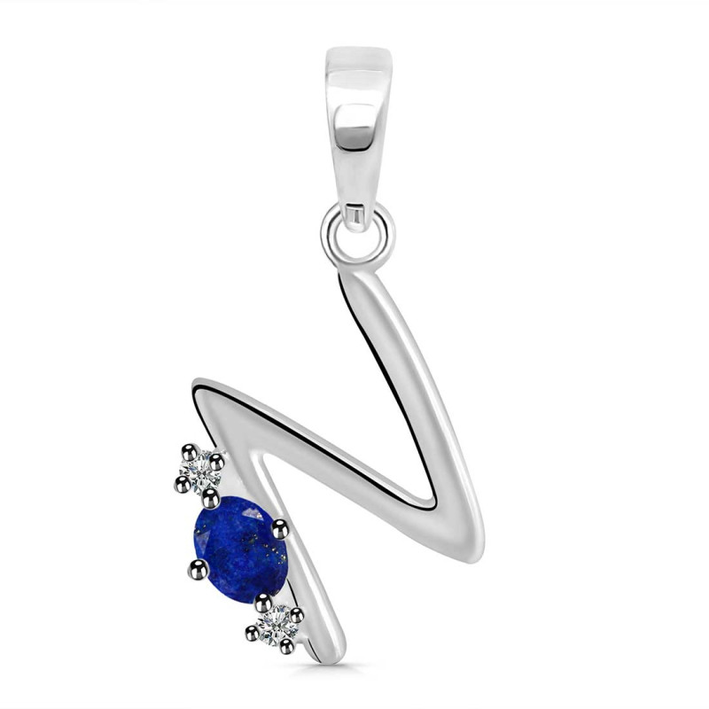 Lapis & White Topaz Alphabet N Pendant LLP-RDA-14.