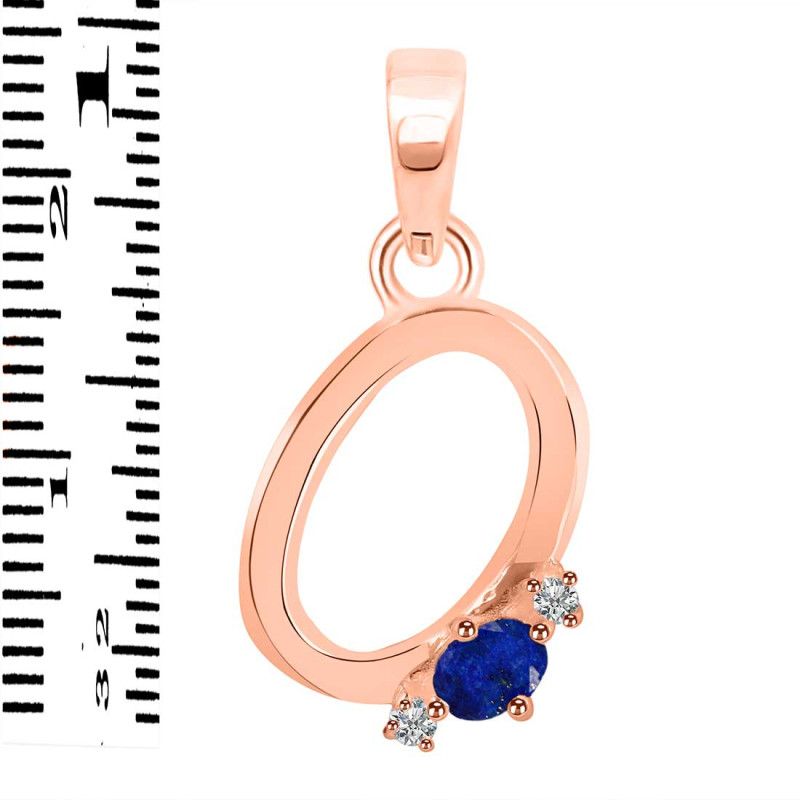 Lapis & White Topaz Alphabet O Pendant LLP-RDA-15.