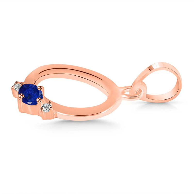 Lapis & White Topaz Alphabet O Pendant LLP-RDA-15.