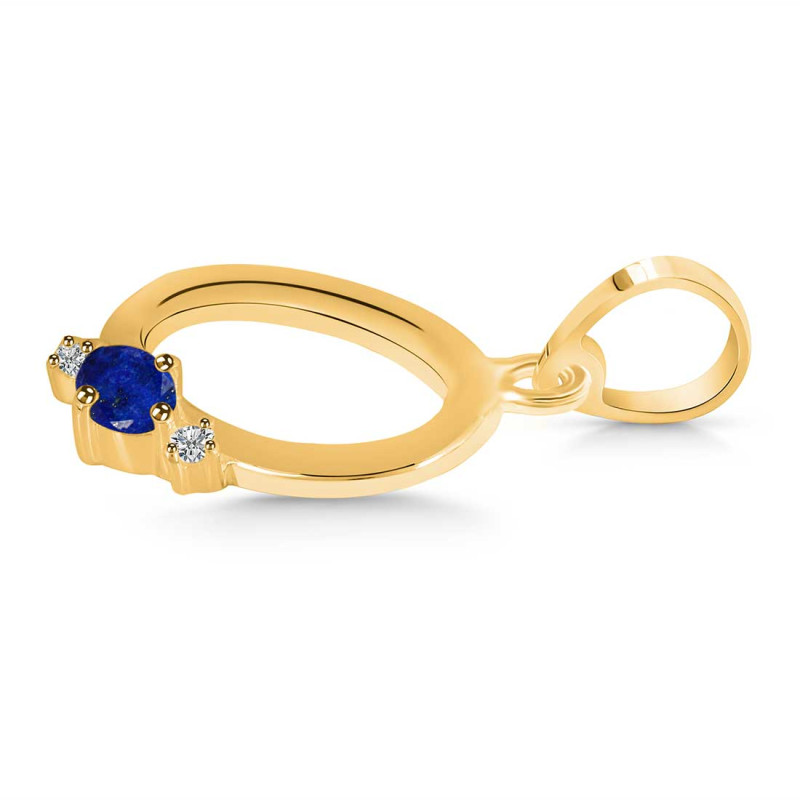 Lapis & White Topaz Alphabet O Pendant LLP-RDA-15.