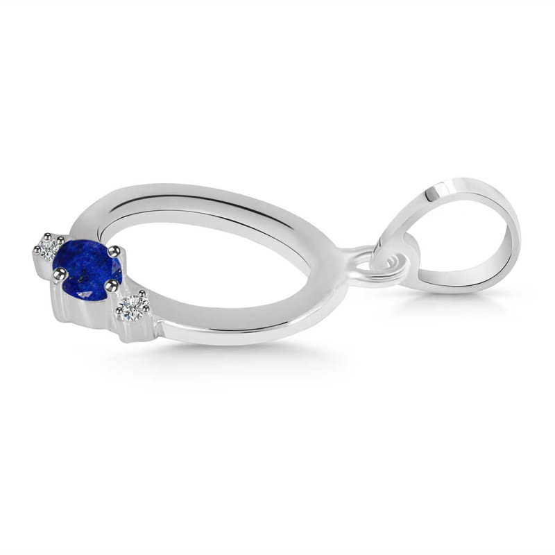 Lapis & White Topaz Alphabet O Pendant