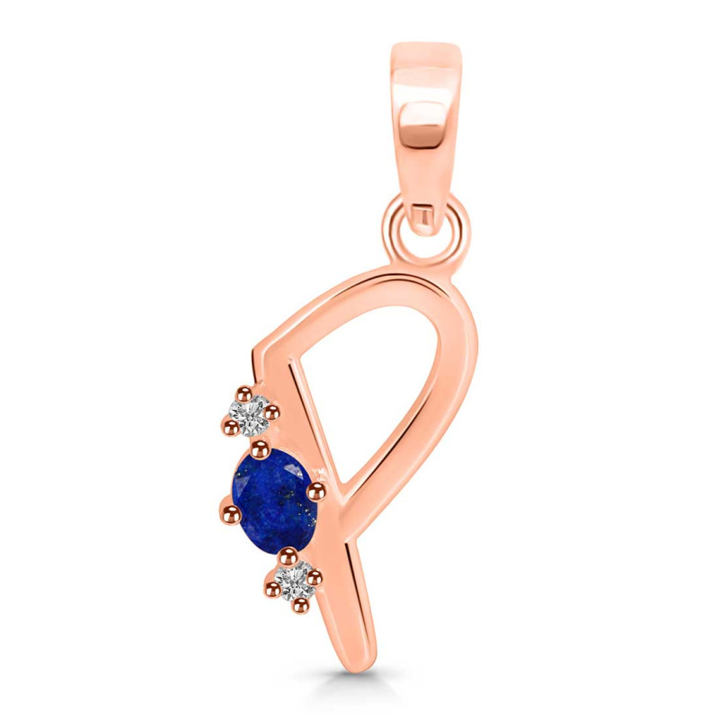 Lapis & White Topaz Alphabet P Pendant LLP-RDA-16.