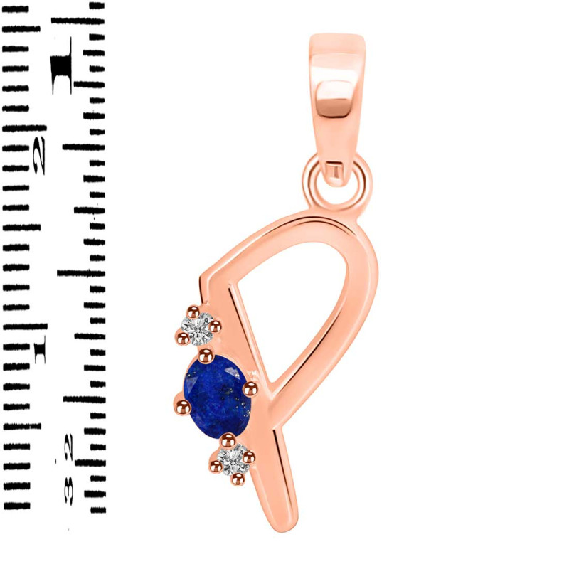 Lapis & White Topaz Alphabet P Pendant LLP-RDA-16.
