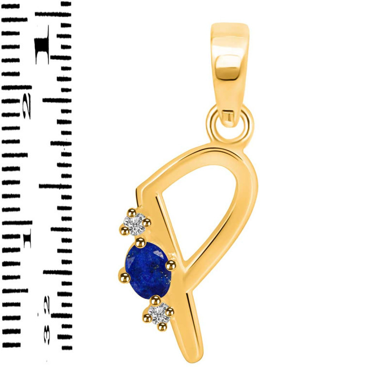 Lapis & White Topaz Alphabet P Pendant LLP-RDA-16.