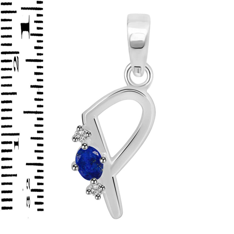 Lapis & White Topaz Alphabet P Pendant LLP-RDA-16.