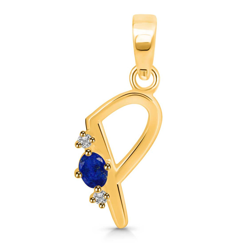 Lapis & White Topaz Alphabet P Pendant LLP-RDA-16.