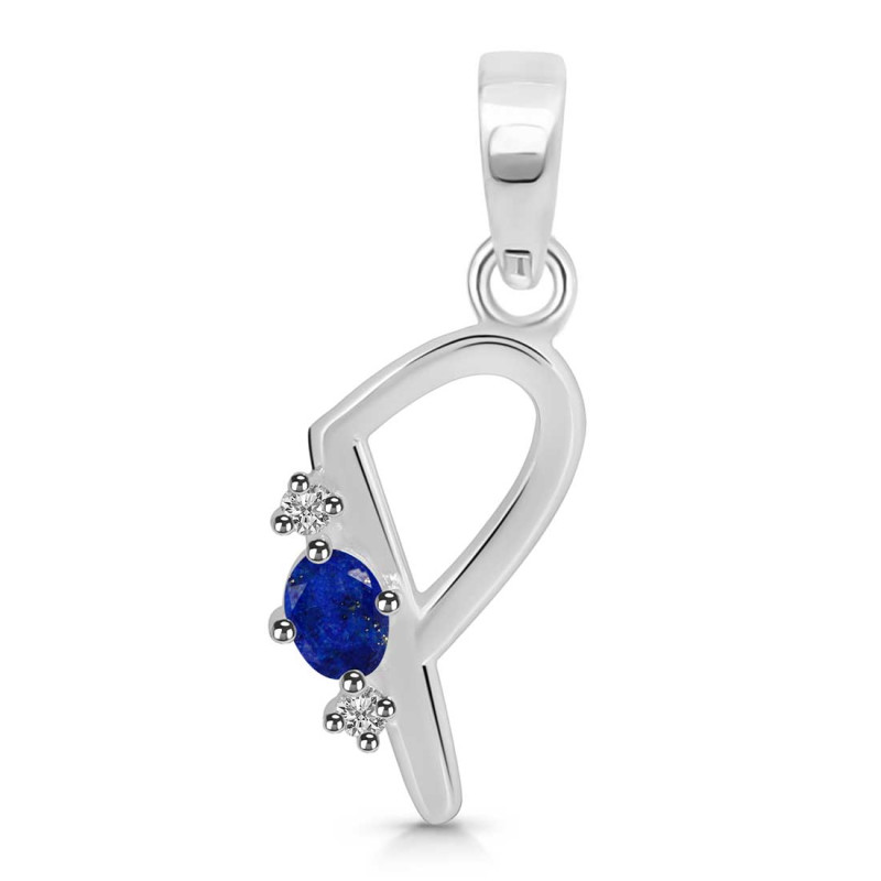 Lapis & White Topaz Alphabet P Pendant LLP-RDA-16.