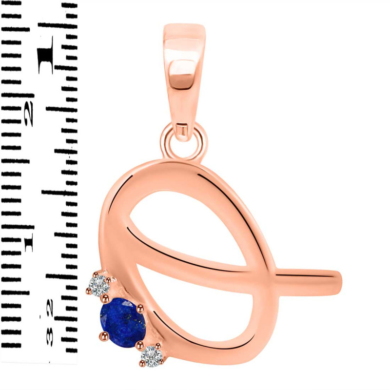Lapis & White Topaz Alphabet Q Pendant LLP-RDA-17.
