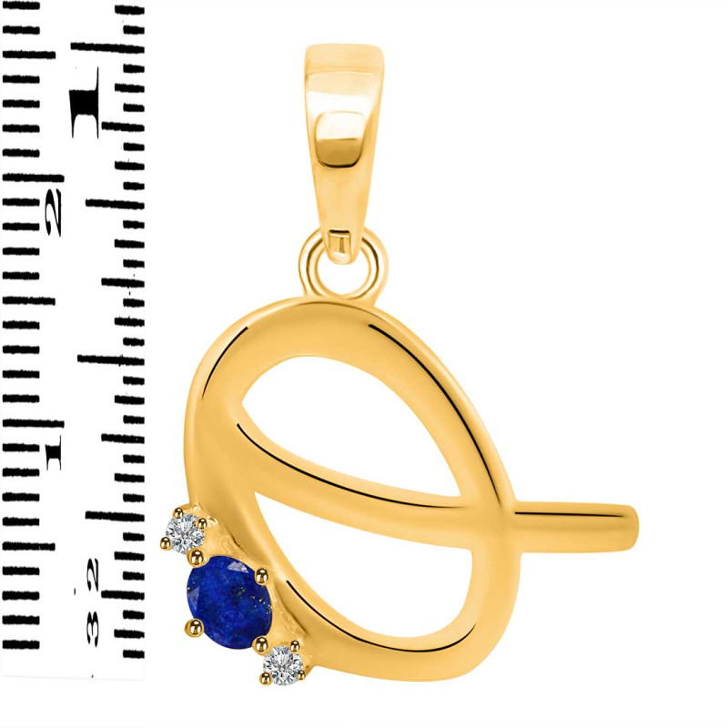 Lapis & White Topaz Alphabet Q Pendant LLP-RDA-17.