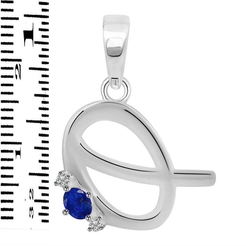 Lapis & White Topaz Alphabet Q Pendant LLP-RDA-17.