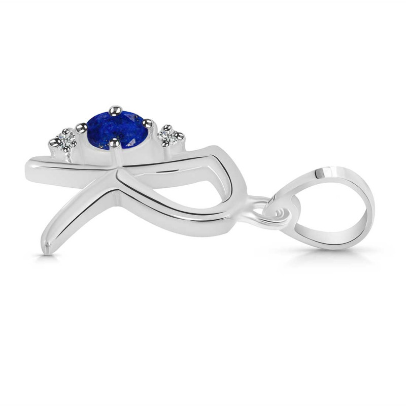 Lapis & White Topaz Alphabet R Pendant