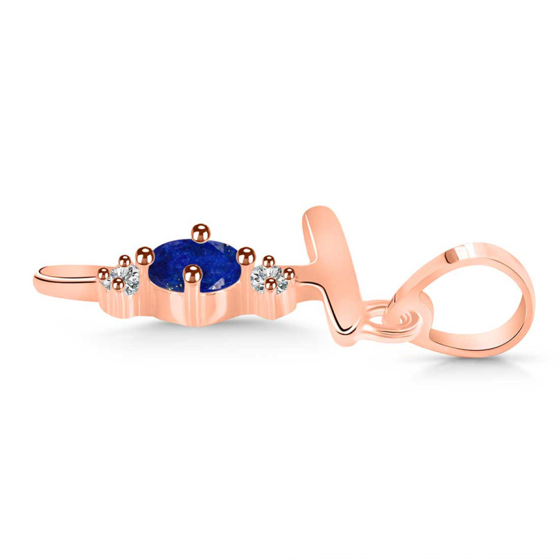 Lapis & White Topaz Alphabet T Pendant LLP-RDA-20.
