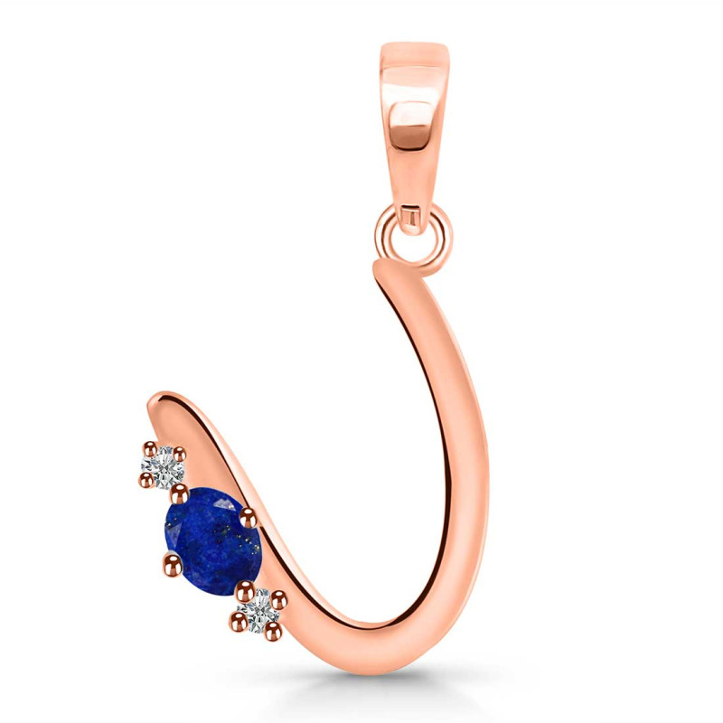 Lapis & White Topaz Alphabet U Pendant LLP-RDA-21.