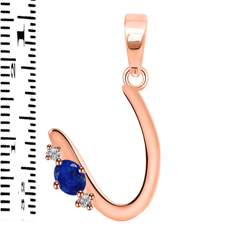Lapis & White Topaz Alphabet U Pendant LLP-RDA-21.
