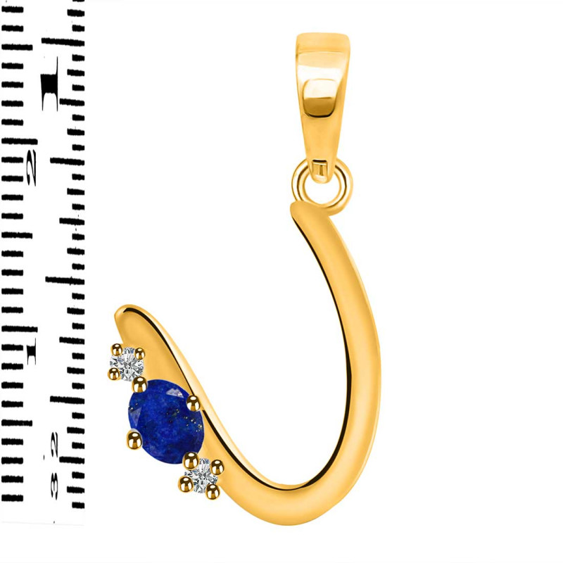 Lapis & White Topaz Alphabet U Pendant LLP-RDA-21.