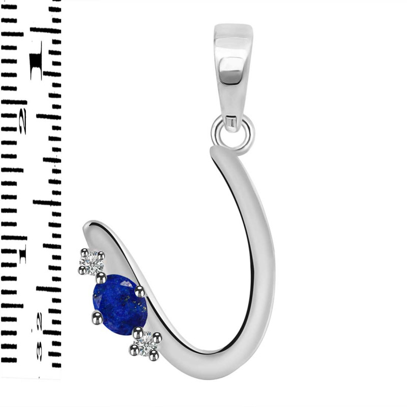 Lapis & White Topaz Alphabet U Pendant LLP-RDA-21.