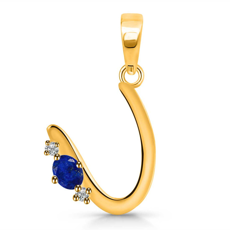 Lapis & White Topaz Alphabet U Pendant LLP-RDA-21.