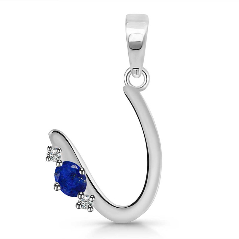 Lapis & White Topaz Alphabet U Pendant LLP-RDA-21.