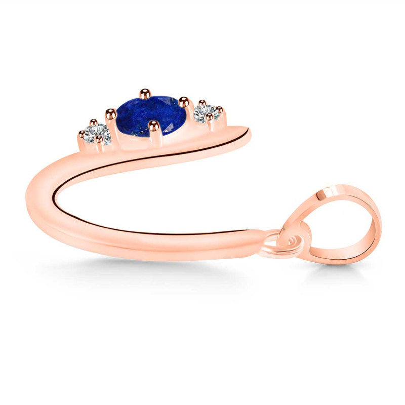 Lapis & White Topaz Alphabet U Pendant LLP-RDA-21.
