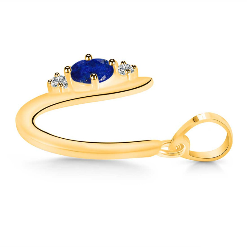 Lapis & White Topaz Alphabet U Pendant LLP-RDA-21.
