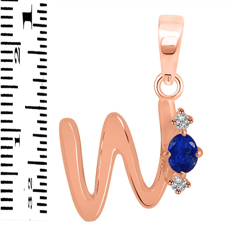 Lapis & White Topaz Alphabet W Pendant LLP-RDA-23.