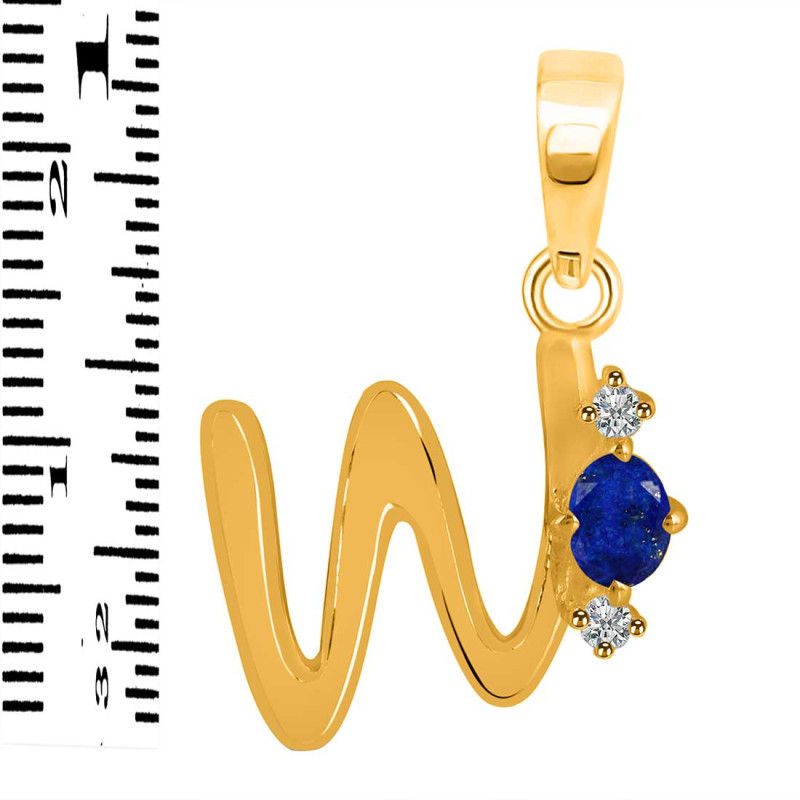 Lapis & White Topaz Alphabet W Pendant LLP-RDA-23.