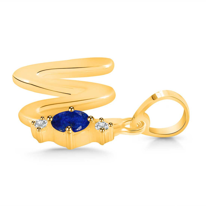 Lapis & White Topaz Alphabet W Pendant LLP-RDA-23.