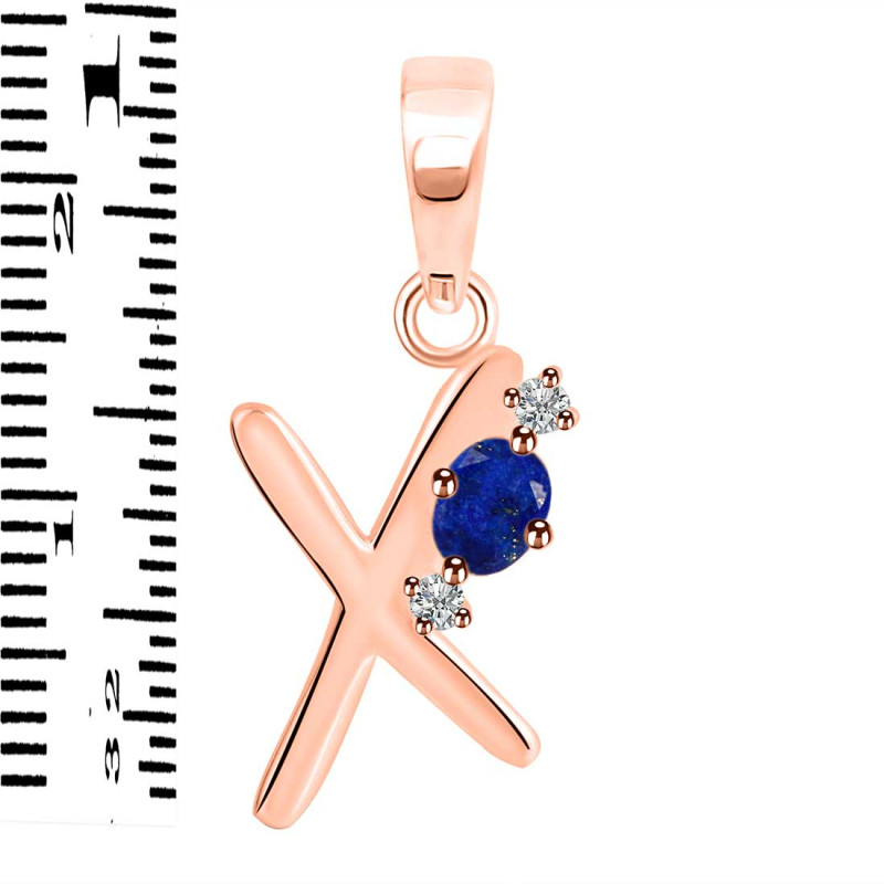 Lapis & White Topaz Alphabet X Pendant LLP-RDA-24.